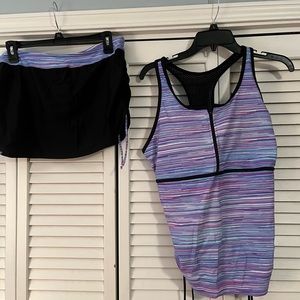 Tankini set size XL in purple stripe pattern